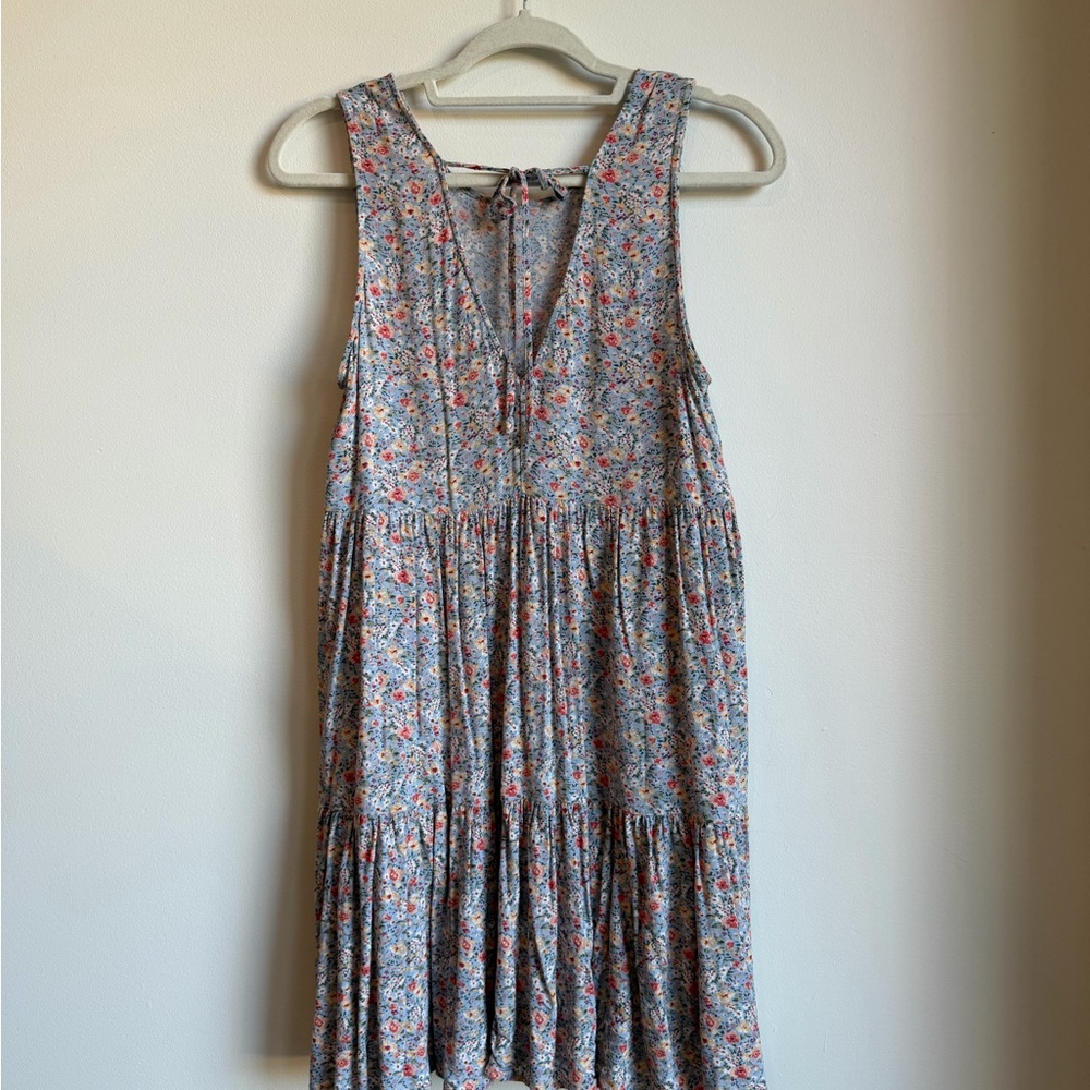 American Eagle Blue Multi-Color Sleeveless Cottagecore Floral Summer Dress - Picture 2 of 5